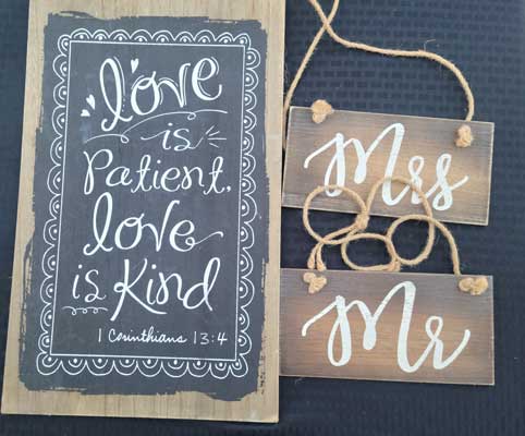 Love is patient and mr mrs signs